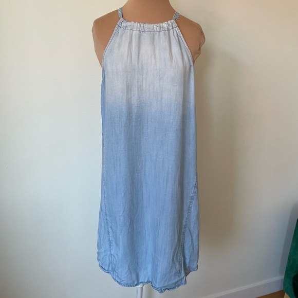 Anthropologie Cloth & Stone High Tide Halter Back Chambray Ombré Dress EUC Sz S - Picture 2 of 9